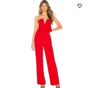Red Revolve Strapless Jumpsuit